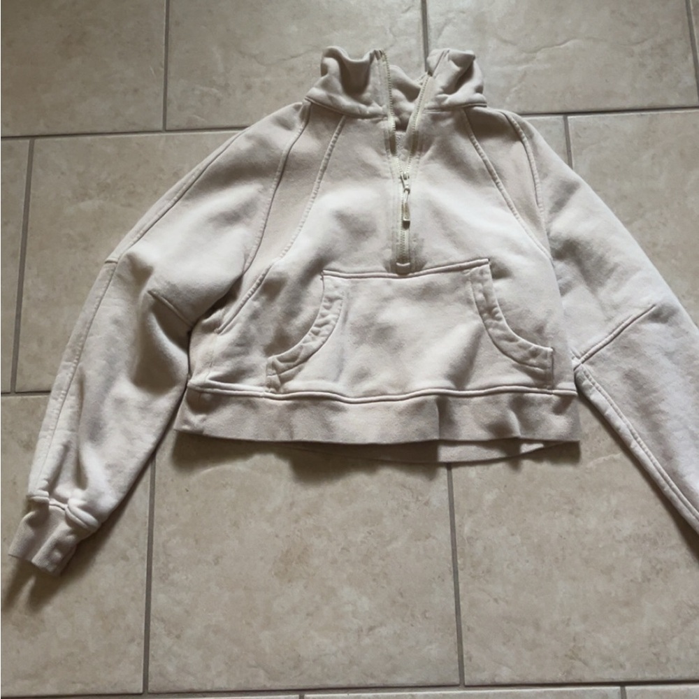 Women's Cream Cropped Hoodie